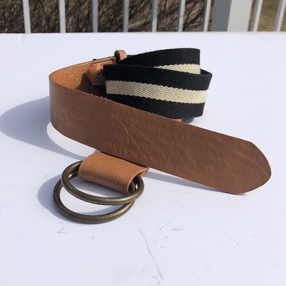 Owneast Fabric and faux leather belt